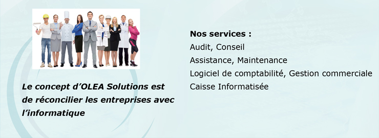 Nos services : Audit, conseil, assistance, maintenance, logiciel de compta, gestion commerciale, caisse informatisée